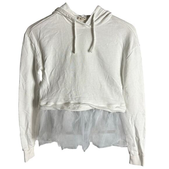 Anthropologie Pilcro Tulle Hem Hoodie White Size XXS - Picture 5 of 7